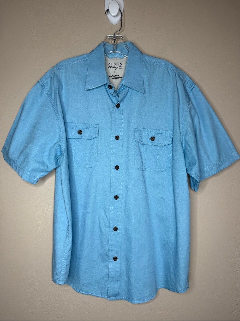 Austin Clothing Co. Light Blue Short Sleeve Button-Up Shirt Size Large